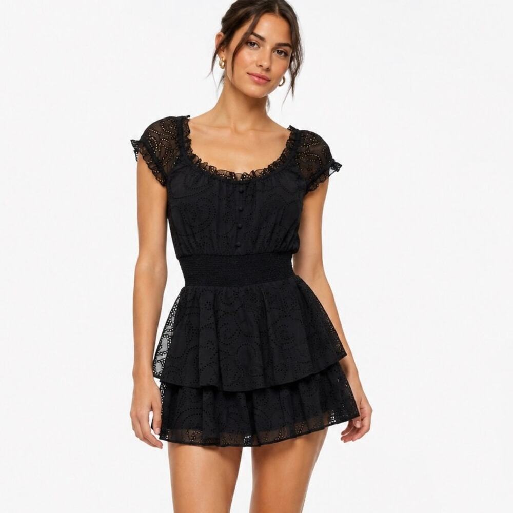 Alice & Olivia Black Playsuit 12& 14 Gracie Broderie Anglaise NWT